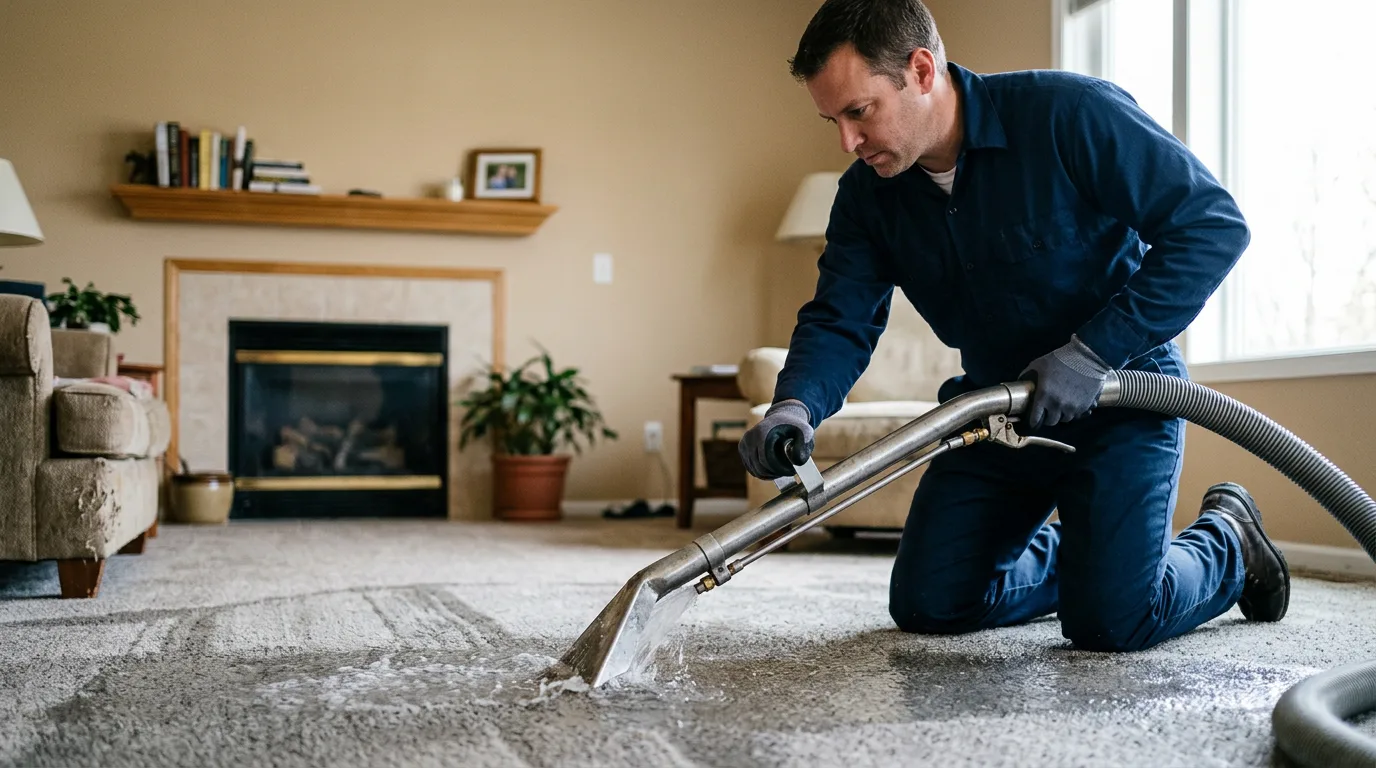 Water damage restoration technician working near Mattoon, IL